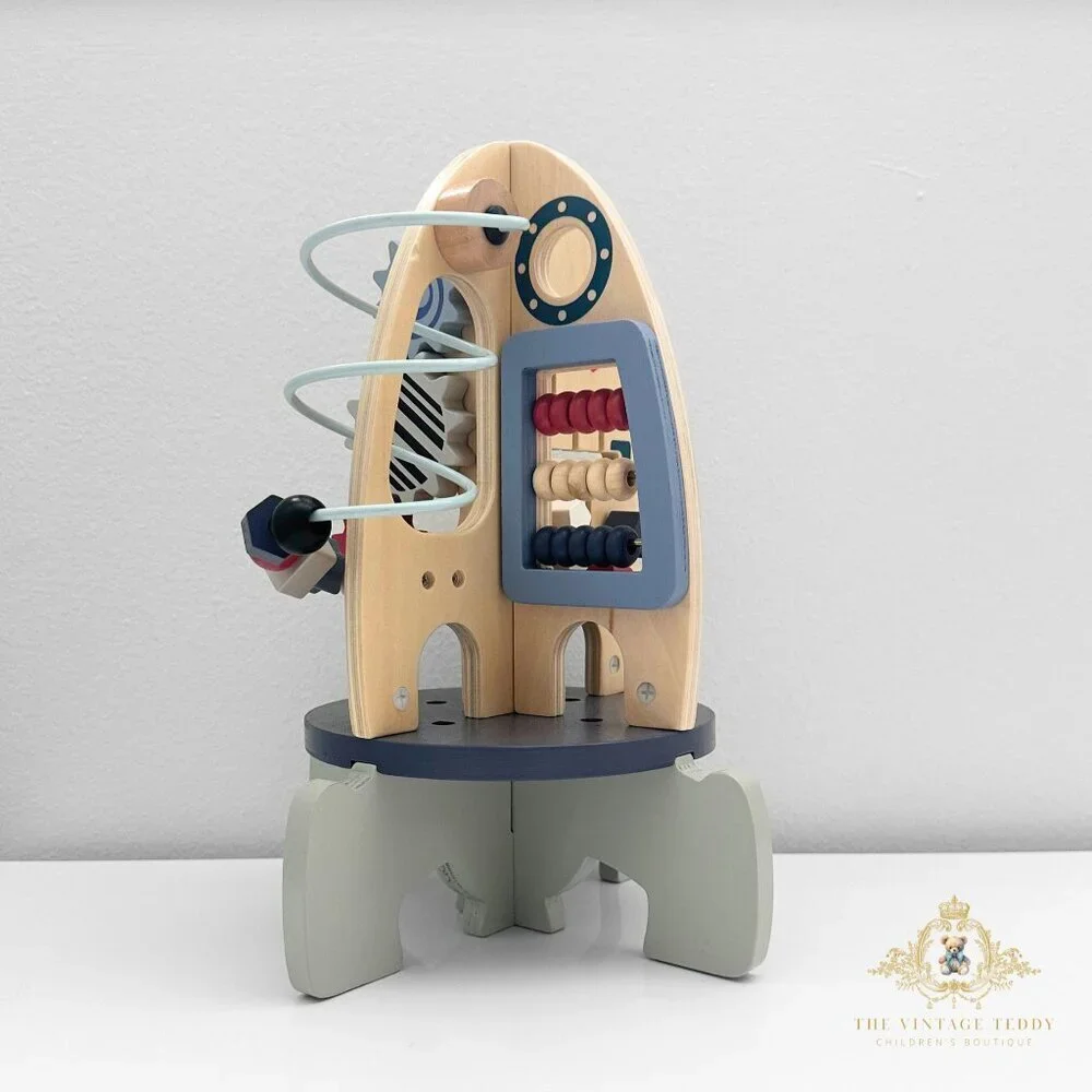 NWT Cute Wooden Rocket Ship Activity Play Set Children’s Early Learning Toys - Picture 5 of 5